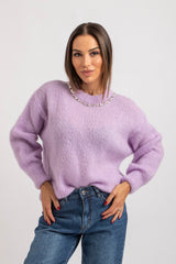 Maglione con colletto gioiello FEDERICA BI (due colori)