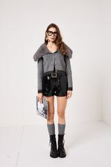 Cardigan in maglia grigio FEDERICA BI