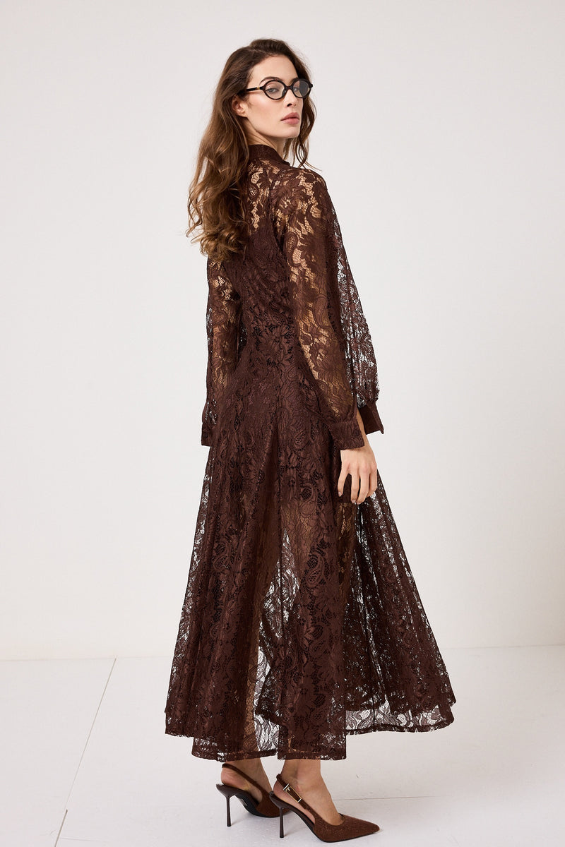 Abito in pizzo cioccolato FEDERICA BI