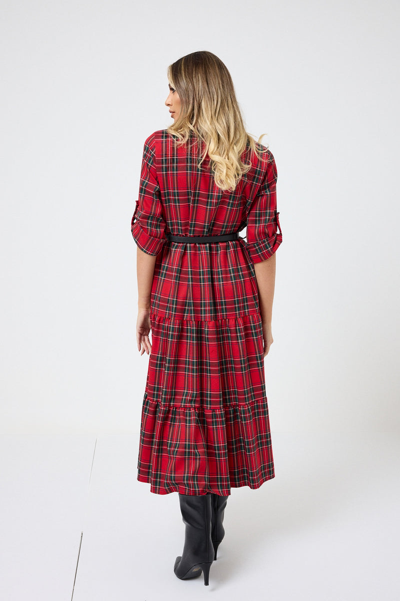 Abito tartan rosso FEDERICA BI
