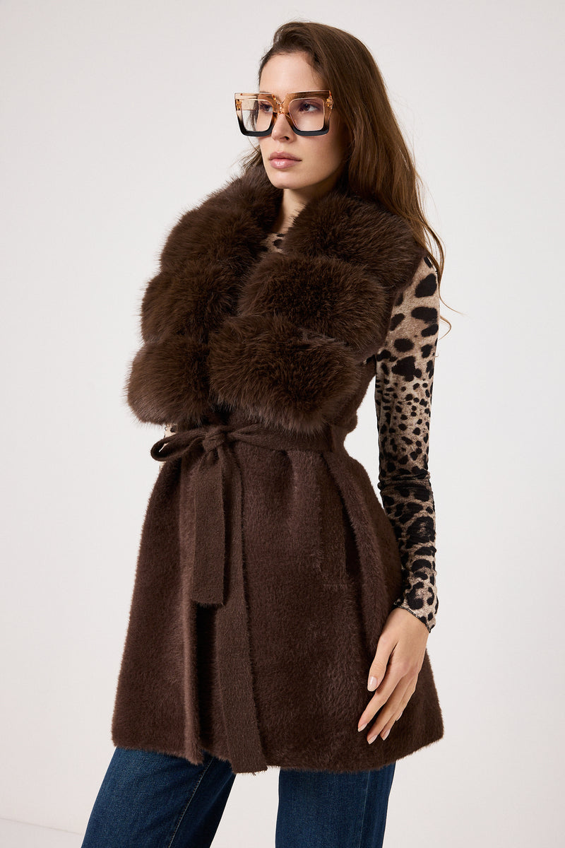 Gilet in ciniglia ed ecopelliccia FEDERICA BI