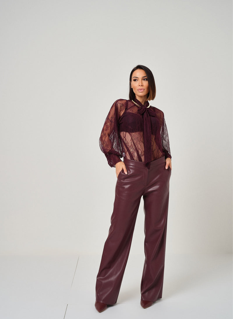 Pantalone bordeaux in ecopelle FEDERICA BI