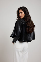 Giacca in ecopelle nera FEDERICA BI