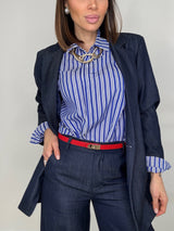 Camicia gessata blu FEDERICA BI