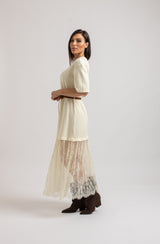 Abito lungo FEDERICA BI tricot e pizzo