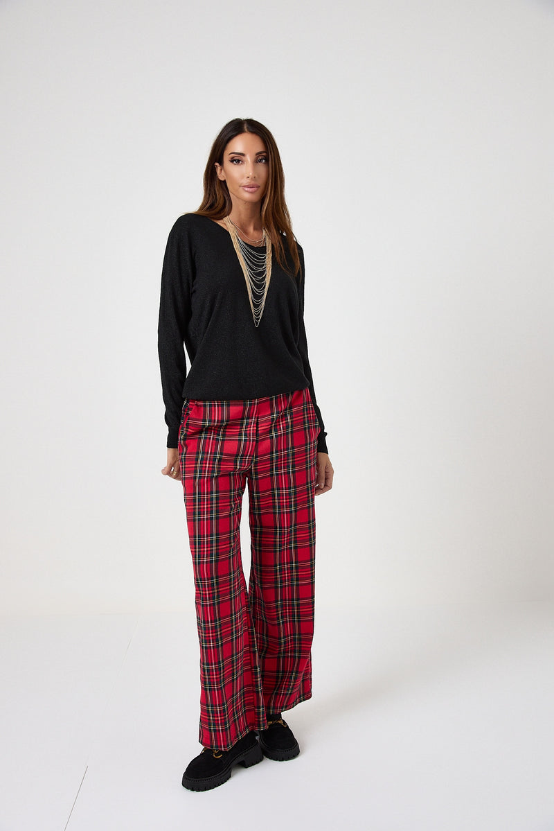 Pantalone tartan rosso FEDERICA BI