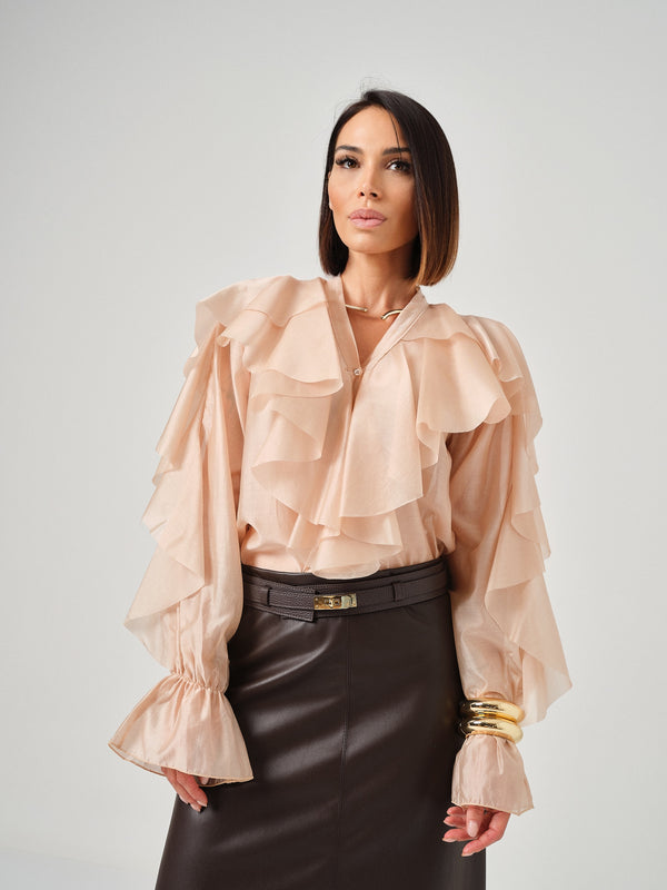 Camicia cipria volant FEDERICA BI
