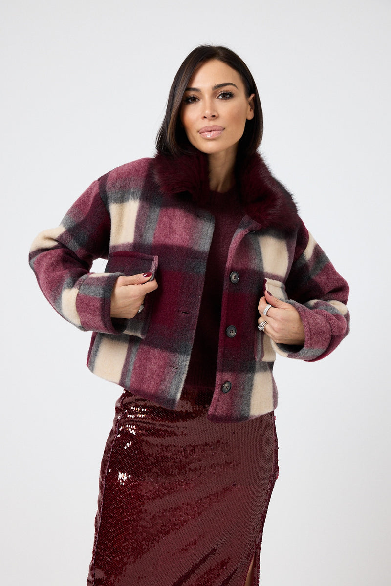 Giacca tartan bordeaux FEDERICA BI