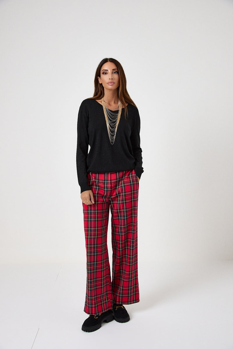Pantalone tartan rosso FEDERICA BI