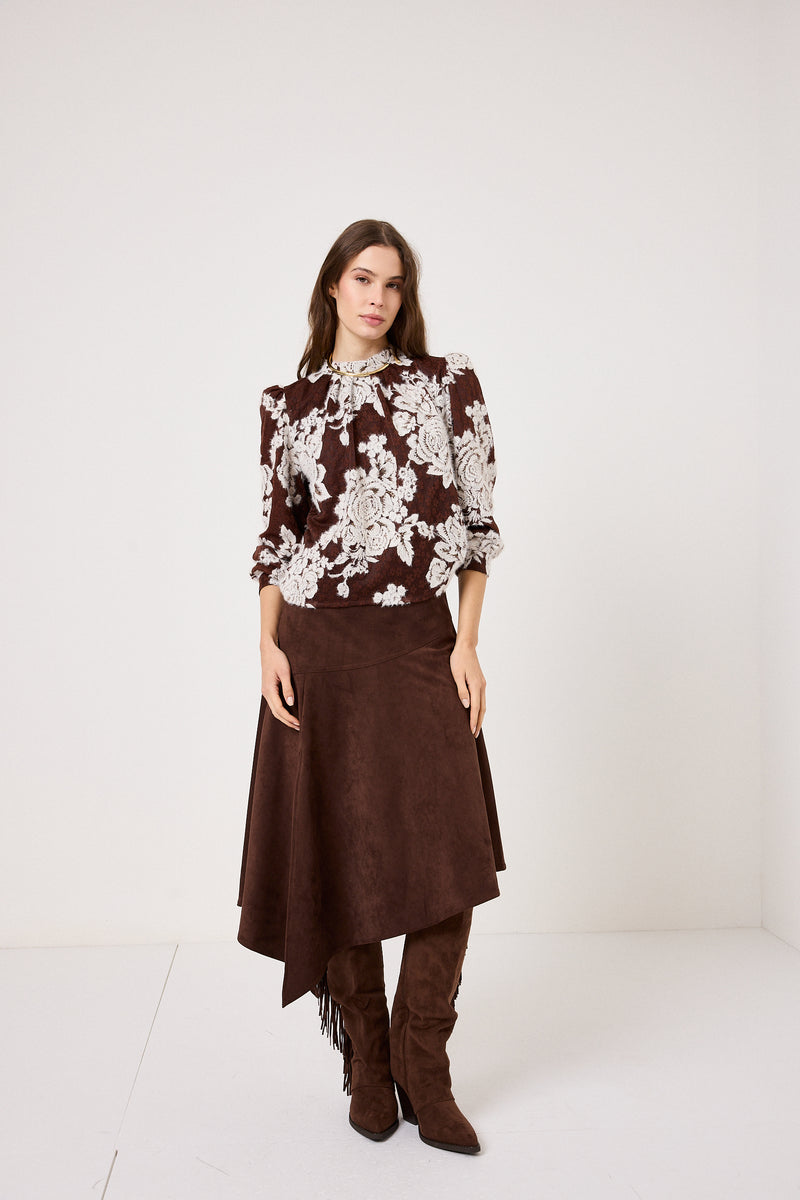 Gonna in ecosuede marrone FEDERICA BI