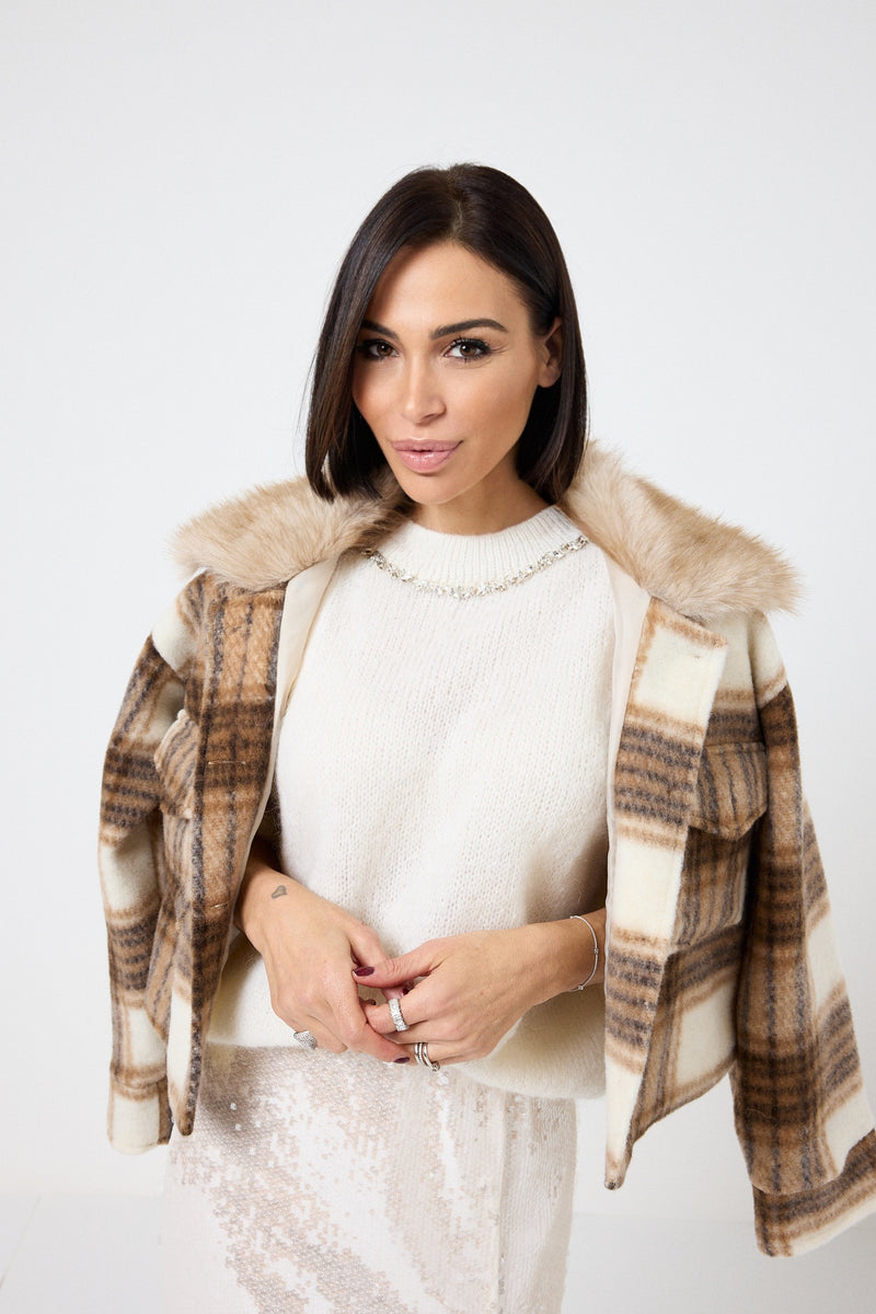 Giacca tartan beige FEDERICA BI