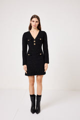 Abito elegante nero bottoni oro FEDERICA BI