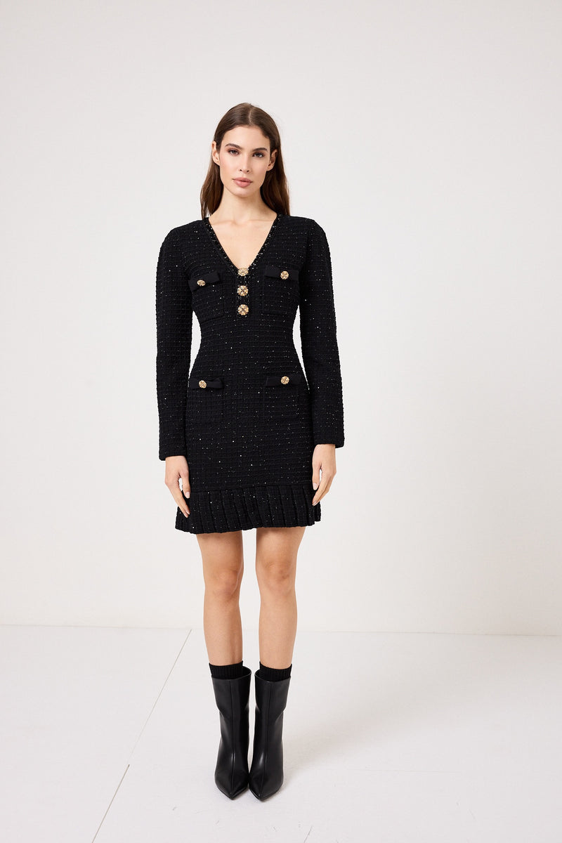 Abito elegante nero bottoni oro FEDERICA BI