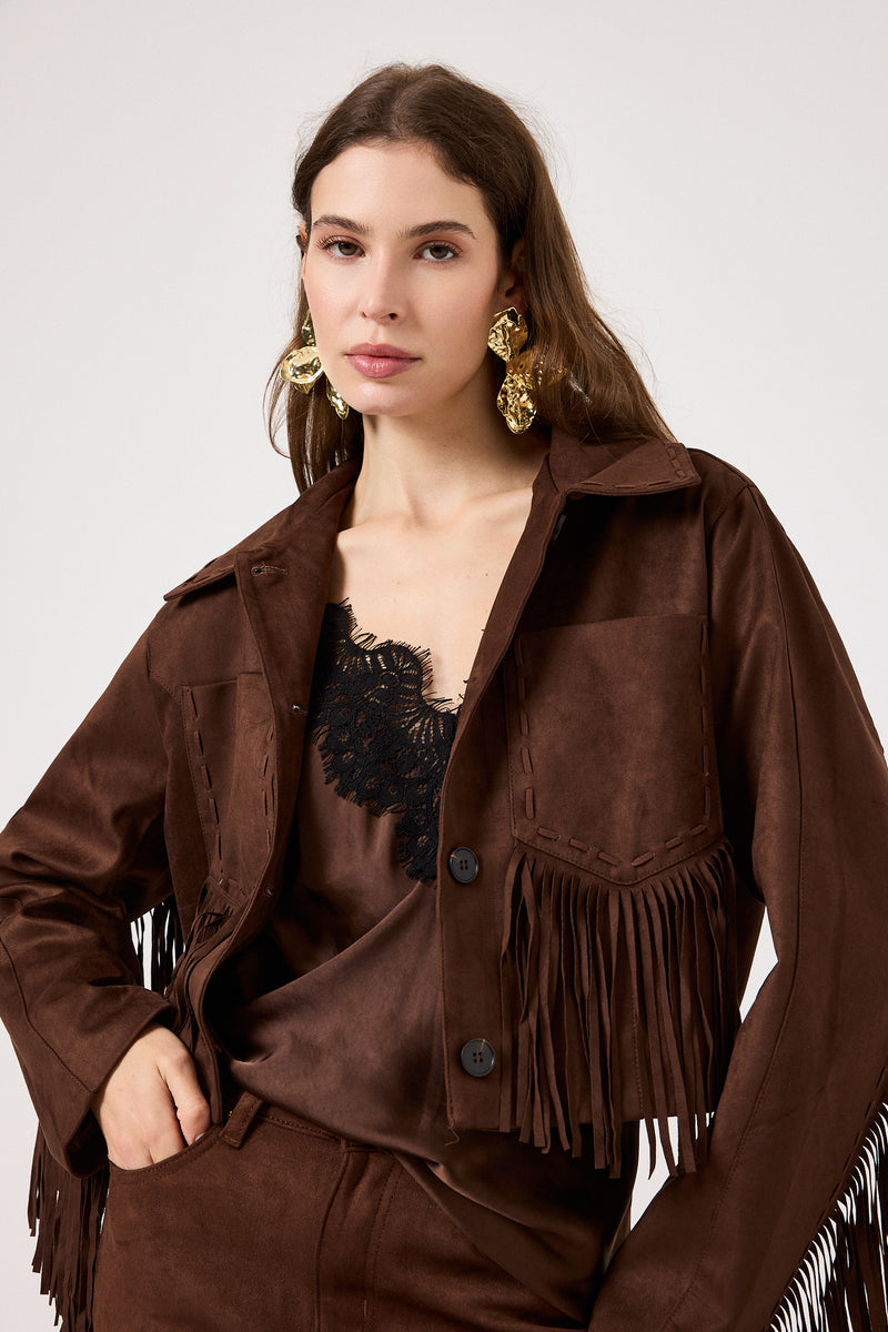 Giacca in ecosuede marrone FEDERICA BI