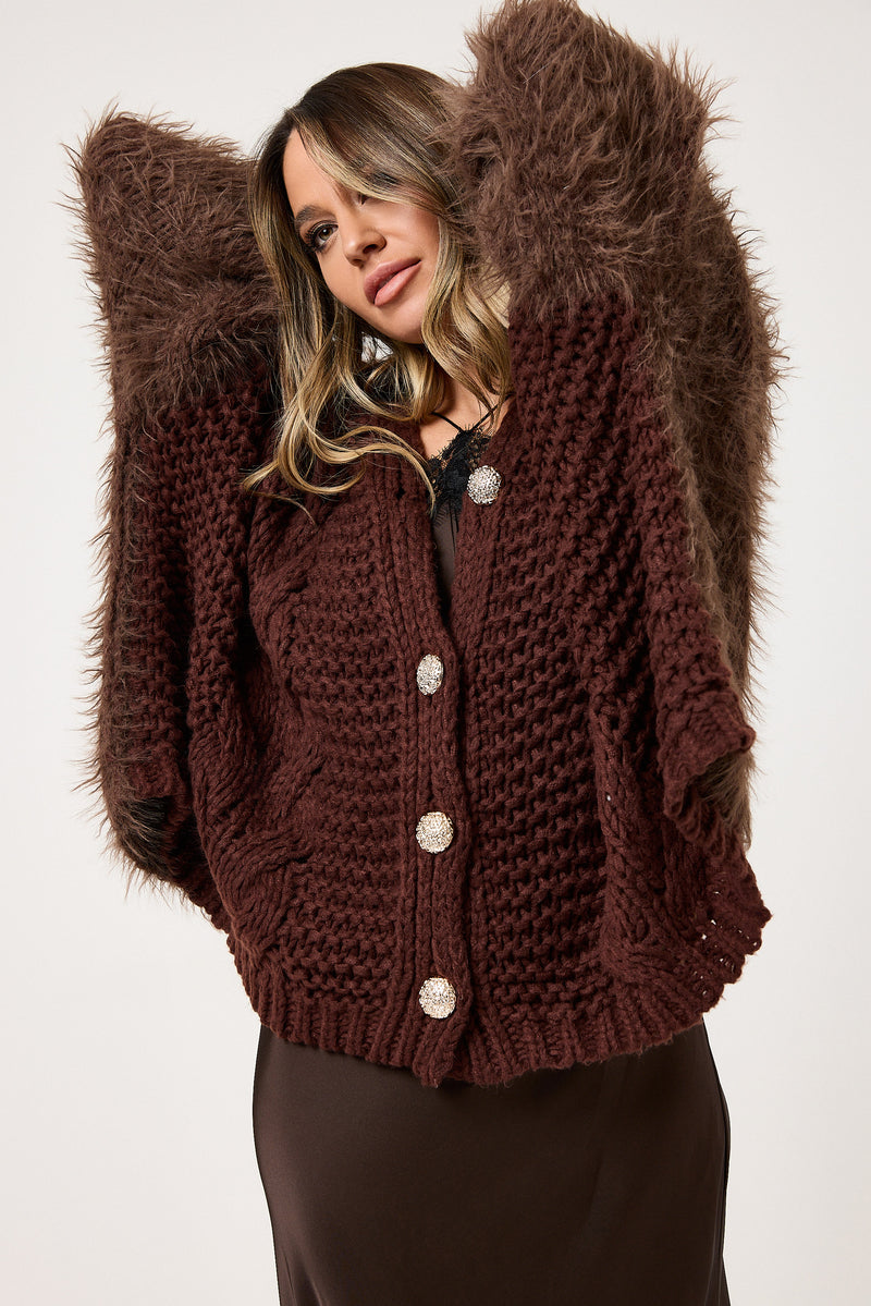 Cardigan treccia e ciniglia FEDERICA BI ( vari colori )