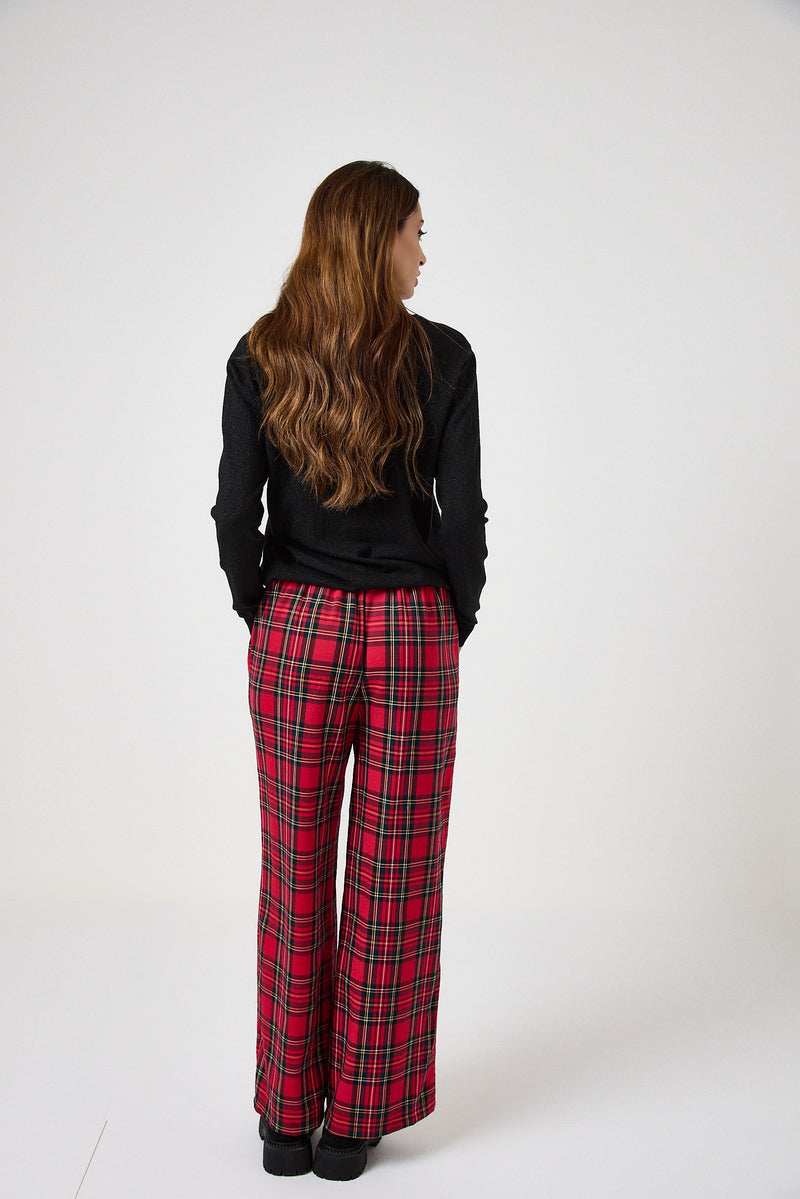 Pantalone tartan rosso FEDERICA BI
