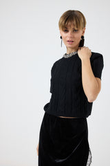 Maglia treccia cristalli FEDERICA BI