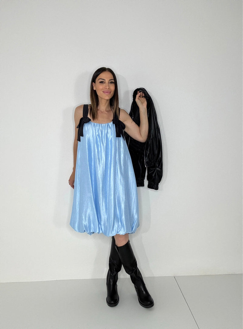 Abito in tafta’ azzurro FEDERICA BI