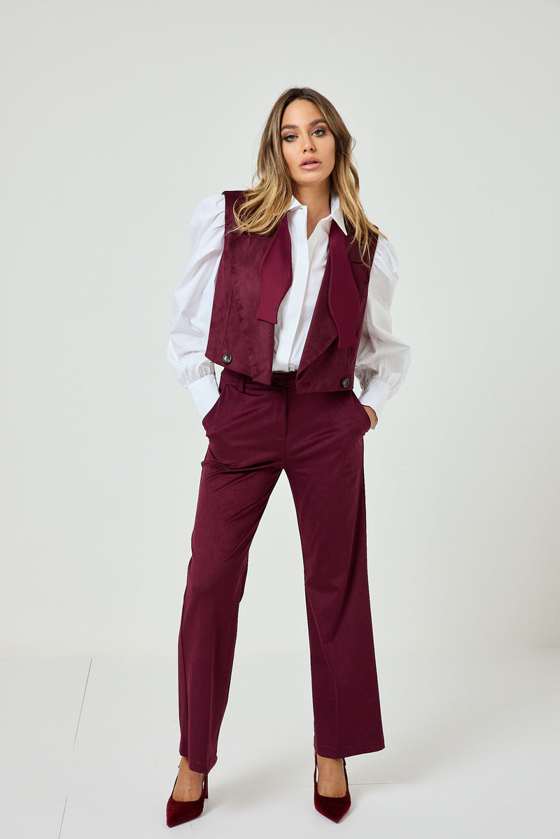 Gilet bordeaux in ecosuede FEDERICA BI