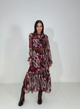 Abito in chiffon bordeaux FEDERICA BI