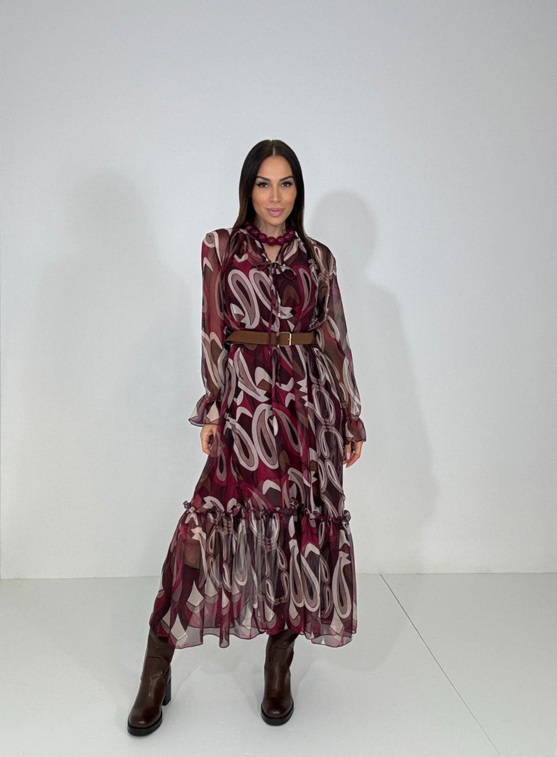 Abito in chiffon bordeaux FEDERICA BI