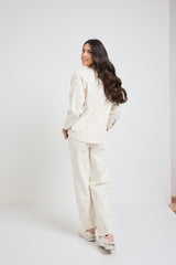 Giacca Camicia in denim bianco fiorellini FEDERICA BI