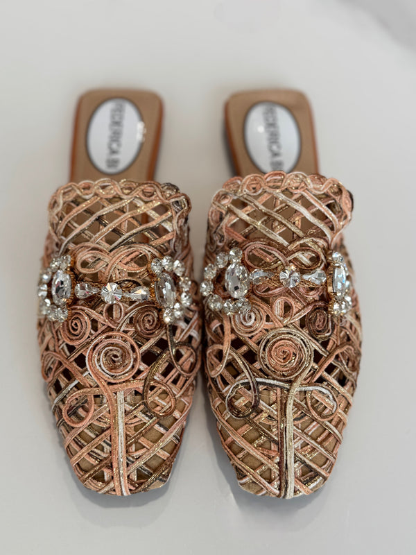 Sabot flat rosa e oro FEDERICA BI