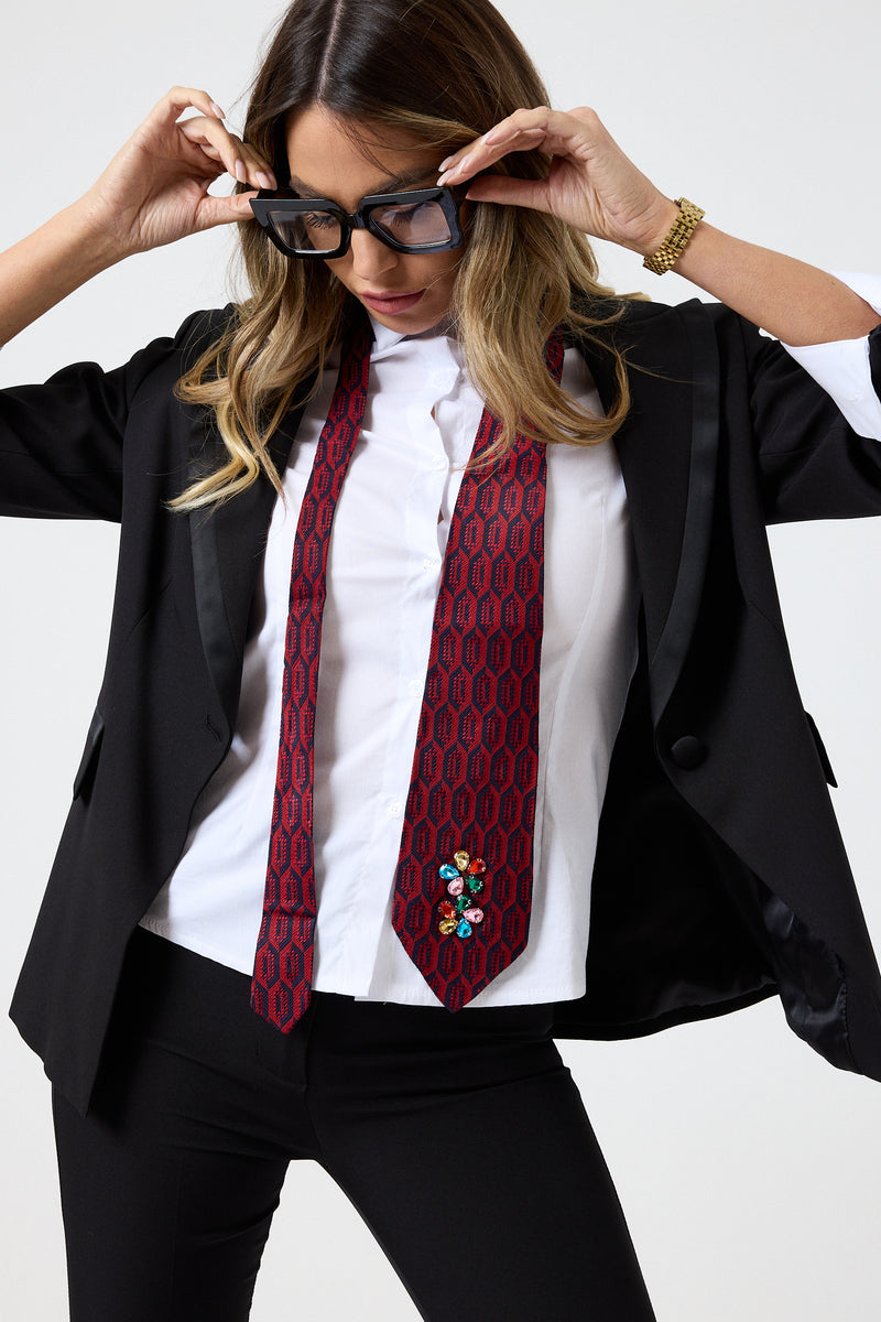 Cravatta in seta bordeaux FEDERICA BI