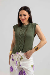 Gilet in maglia treccia FEDERICA BI (piu’ colori)