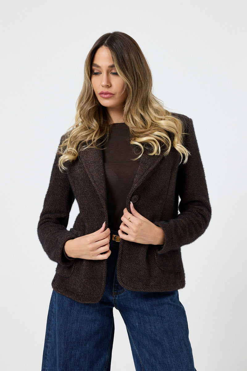 Blazer in ciniglia con spilla FEDERICA BI