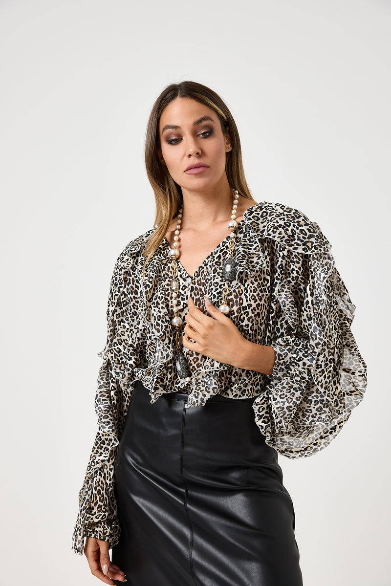 Camicia in chiffon rouge FEDERICA BI