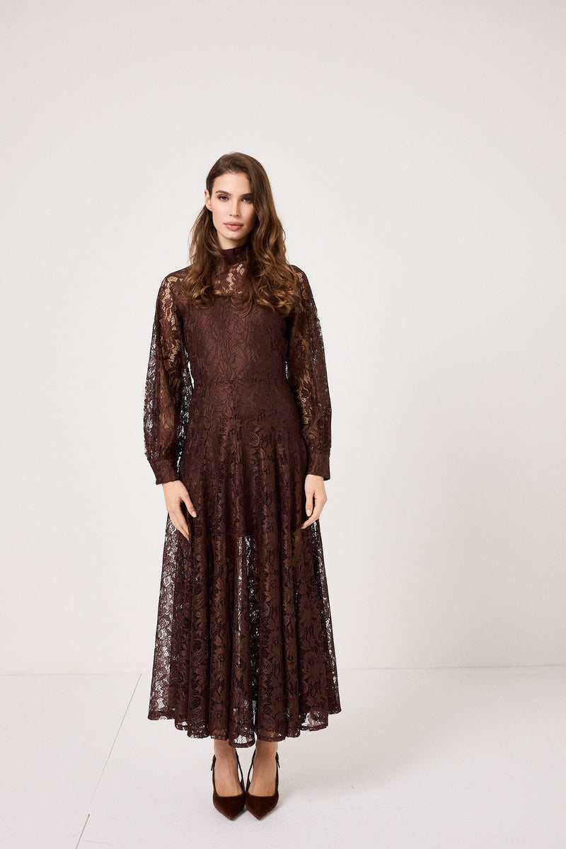 Abito in pizzo cioccolato FEDERICA BI