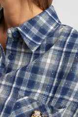 Camicia tartan cristallini e spilla FEDERICA BI