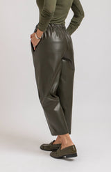 Pantalone in ecopelle verde militare FEDERICA BI