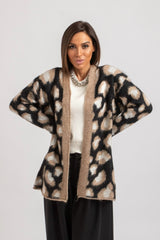 Cardigan animalier beige FEDERICA BI