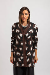 Cardigan animalier marrone FEDERICA BI