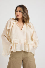 Camicia beige volant FEDERICA BI