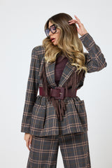 Pantalone tartan grigio FEDERICA BI