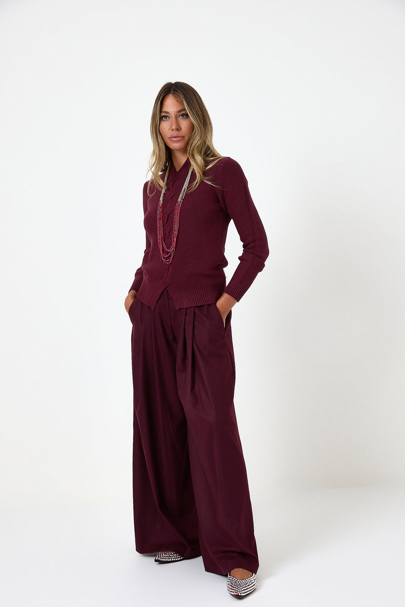 Pantalone in panno bordeaux FEDERICA BI