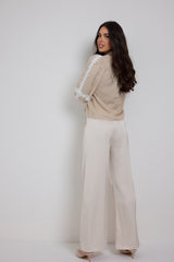 Pantalone in raso beige FEDERICA BI