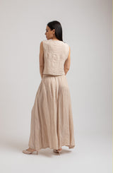 Gilet in lino beige FEDERICA BI