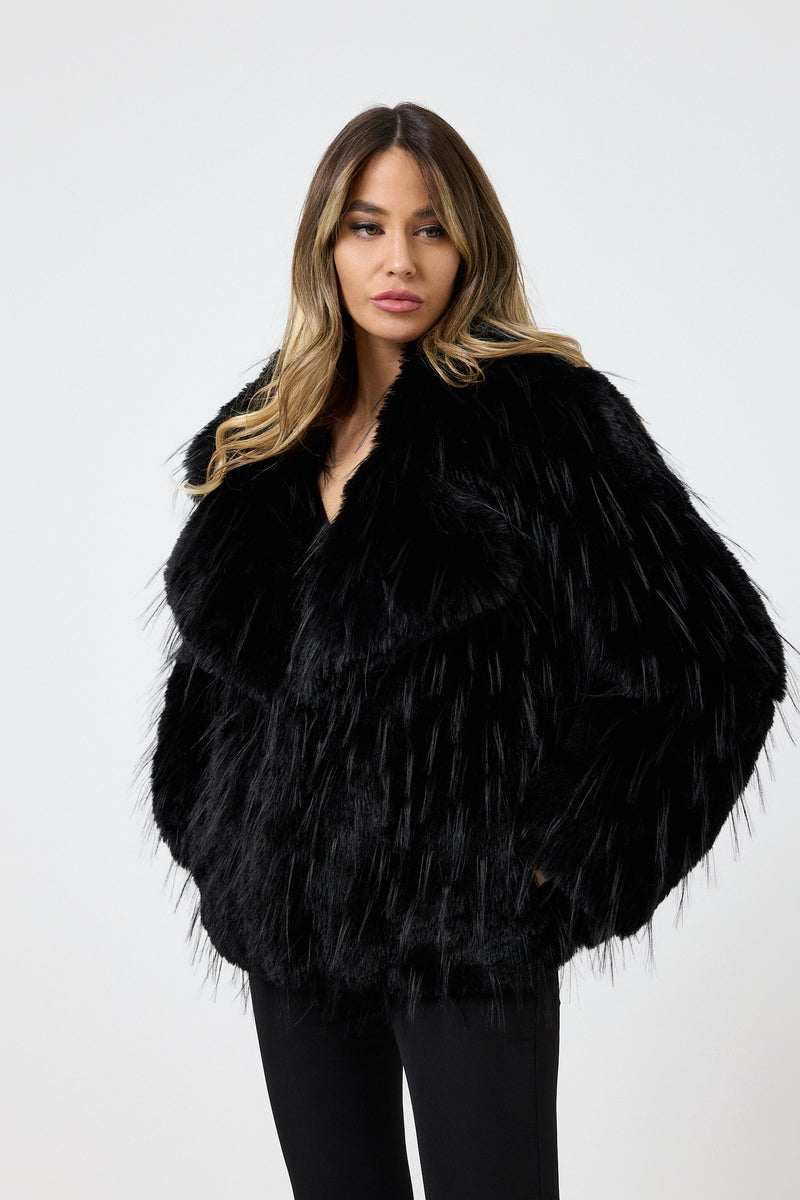 Ecopelliccia nera FEDERICA BI