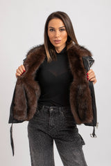 Gilet in pelle ed ecovisone FEDERICA BI