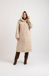 Ecopelliccia beige con cappuccio FEDERICA BI