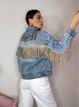 Giacca in denim e frange FEDERICA BI ( vari colori )