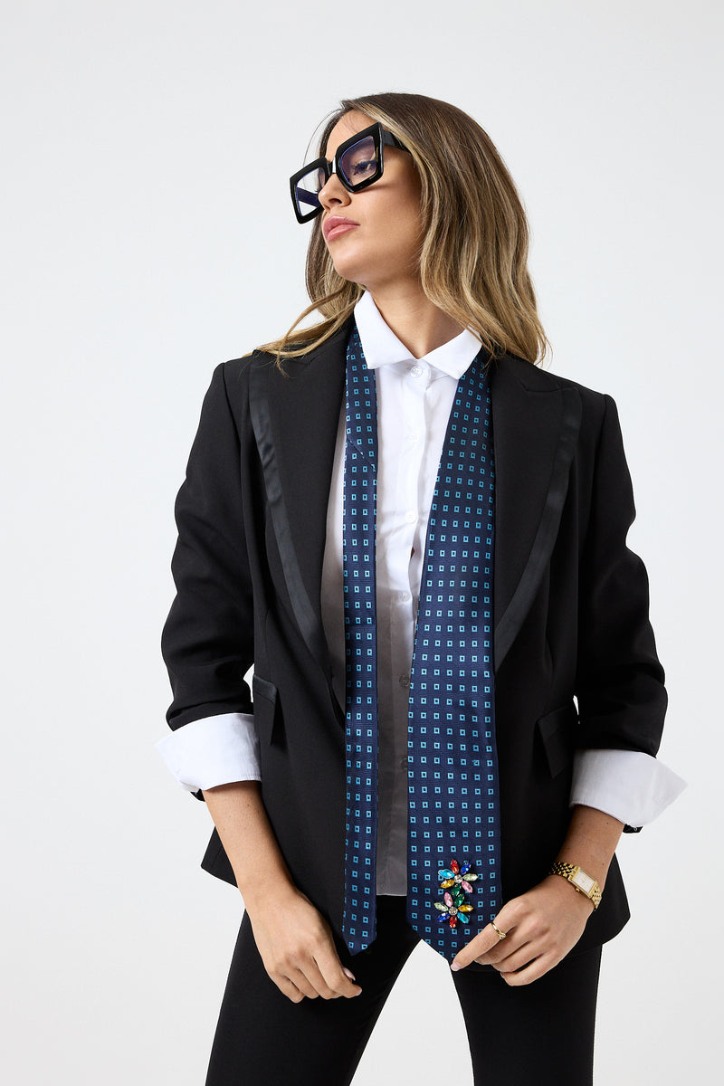 Cravatta in seta blu FEDERICA BI