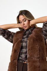 Gilet in ecopelliccia marrone FEDERICA BI