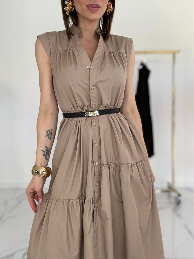 Abito in cotone (beige e e nero) FEDERICA BI