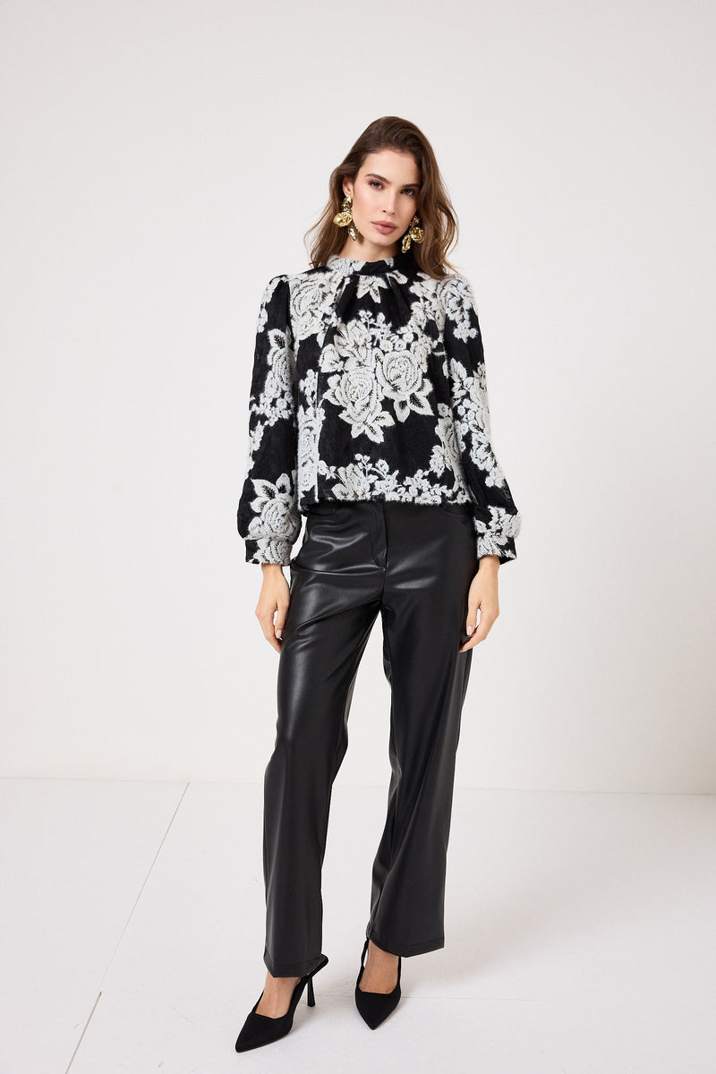 Camicia nera ricamata FEDERICA BI