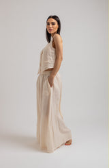 Pantalone in lino crema FEDERICA BI